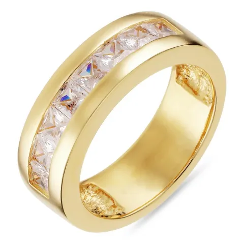 zirkon ring i forgyldt sølv