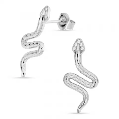 slange zirkon øreringe i sølv