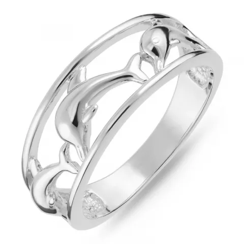 delfin ring i rhodineret sølv