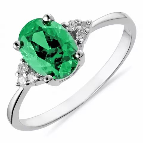Oval grøn zirkon ring i sølv