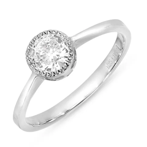 zirkon ring i sølv