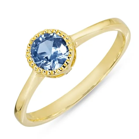syntetisk spinel ring i forgyldt sølv
