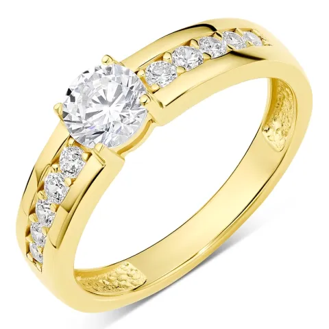 zirkon ring i forgyldt sølv