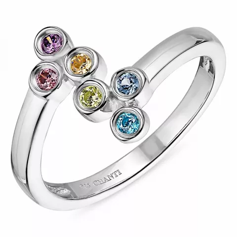 multifarvet ring i sølv