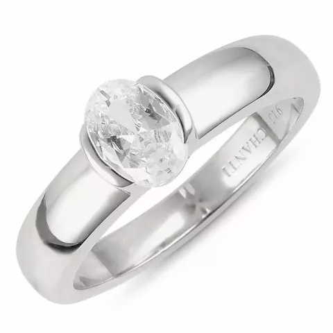 Enkel oval zirkon ring i sølv