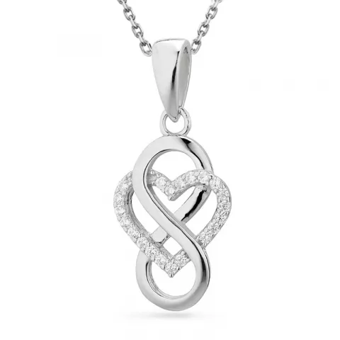 hjerte infinity vedhæng med halskæde i sølv