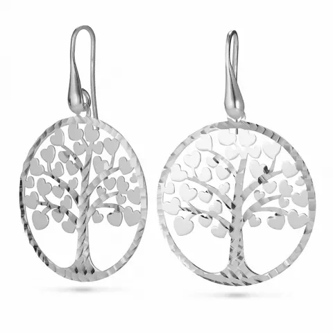 runde livets træ øreringe i sølv