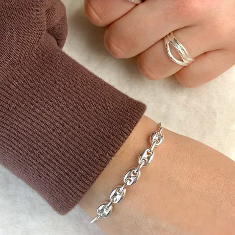 armbånd i sølv 17 plus 3 cm x 6,0 mm