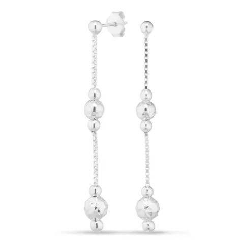 lange kugle kæde øreringe i sølv