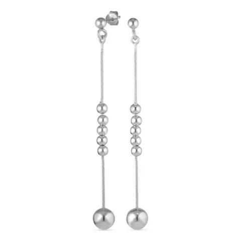 lange kugle kæde øreringe i sølv