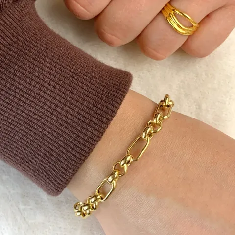 Figaroarmbånd i forgyldt sølv x 6,7 mm