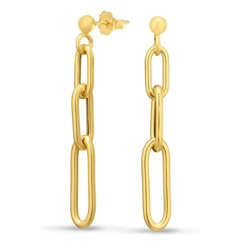 lange kæde øreringe i forgyldt sølv