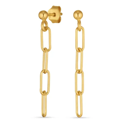 lange kæde øreringe i forgyldt sølv