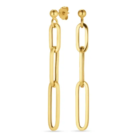 lange kæde øreringe i forgyldt sølv