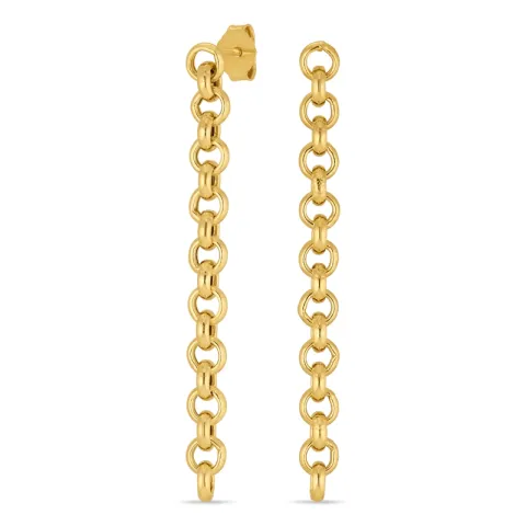 lange kæde øreringe i forgyldt sølv