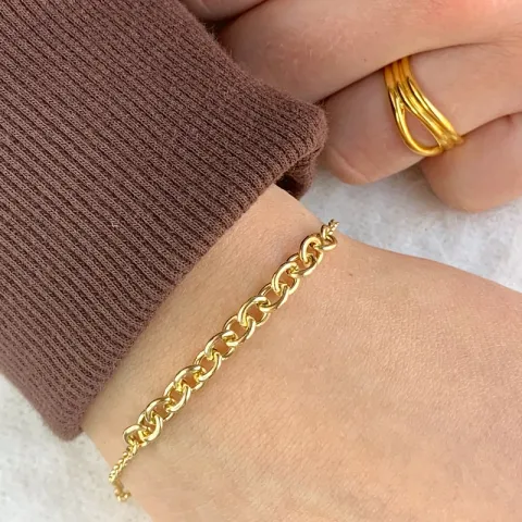 ankerarmbånd i forgyldt sølv 17, 18cm x 5,0 mm