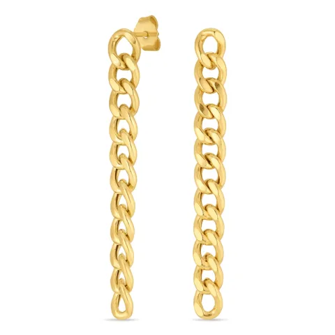 lange  panzer øreringe i forgyldt sølv