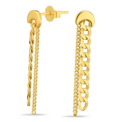 lange  panzer øreringe i forgyldt sølv