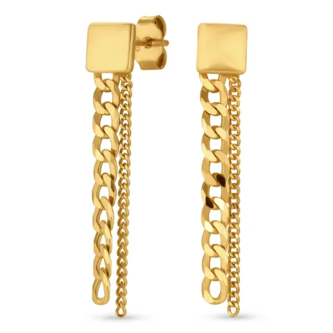 lange  panzer øreringe i forgyldt sølv