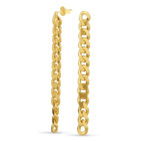 lange  panzer øreringe i forgyldt sølv