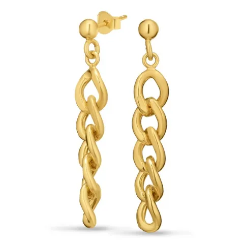 lange  panzer øreringe i forgyldt sølv