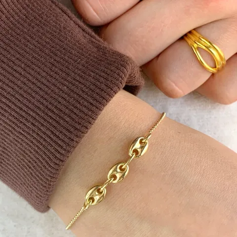 armbånd i forgyldt sølv 17, 18cm x 6,2 mm