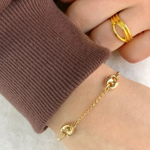 armbånd i forgyldt sølv 17 plus 3 cm x 7,7 mm