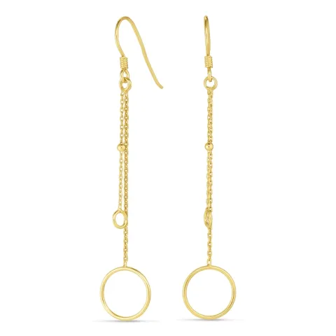 lange rund kæde øreringe i forgyldt sølv