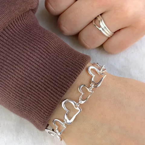 Hjerte armbånd i sølv x 13,7 mm