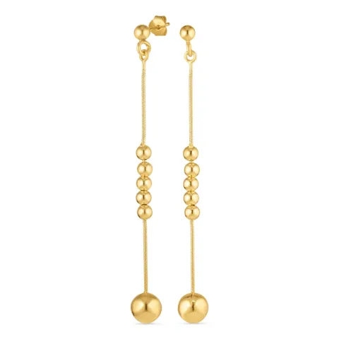 lange kugle kæde øreringe i forgyldt sølv