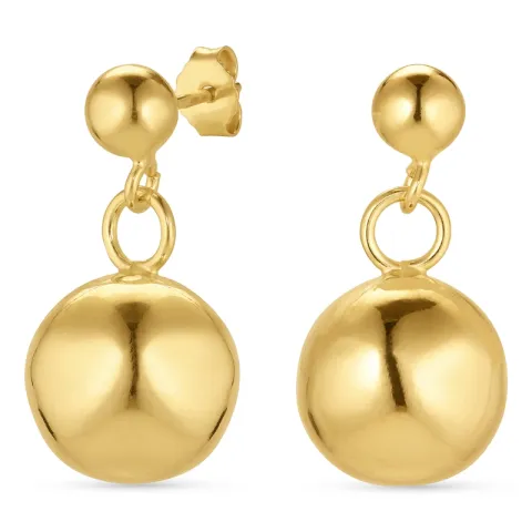 lange kugle kæde øreringe i forgyldt sølv