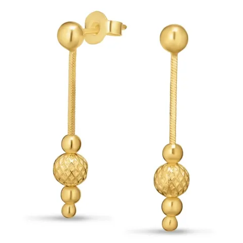 lange kugle kæde øreringe i forgyldt sølv