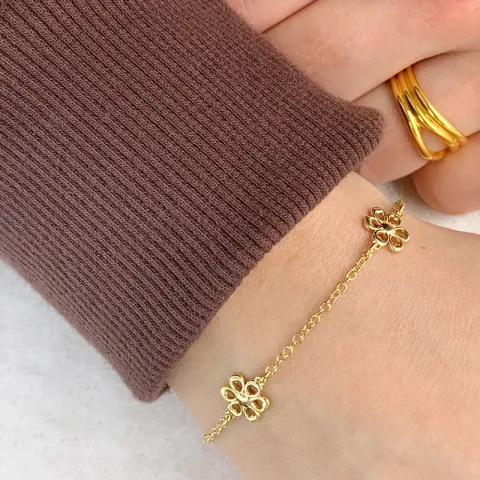 blomster armbånd i forgyldt sølv med vedhæng i forgyldt sølv
