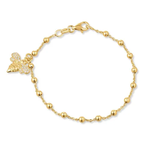 bi zirkon armbånd i forgyldt sølv med vedhæng i forgyldt sølv