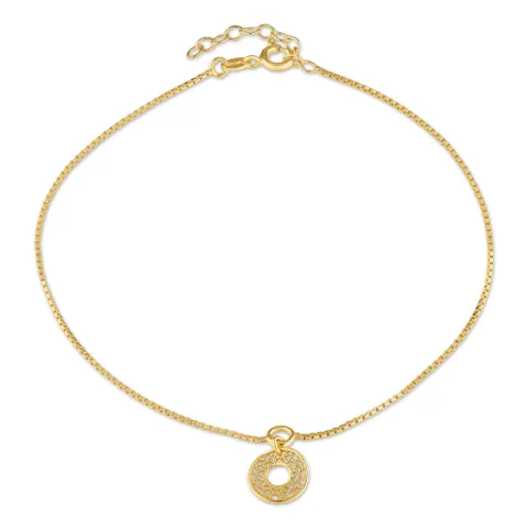 ankelkæde i forgyldt sølv med vedhæng i forgyldt sølv
