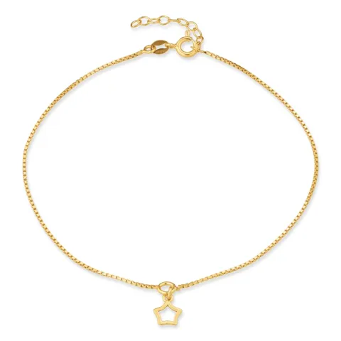 stjerne ankelkæde i forgyldt sølv med vedhæng i forgyldt sølv