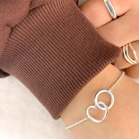 hjerte armbånd i sølv med vedhæng i sølv