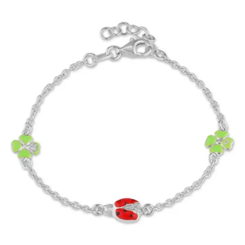 mariehøne armbånd i sølv med vedhæng i sølv