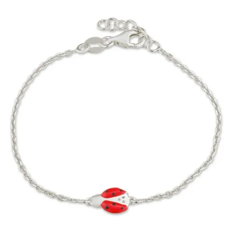 mariehøne armbånd i sølv med vedhæng i sølv