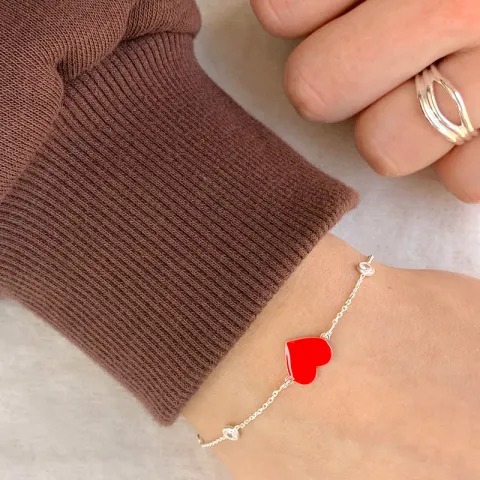 hjerte armbånd i sølv med vedhæng i sølv