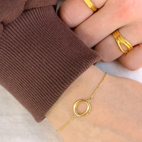 hjerte armbånd i forgyldt sølv med vedhæng i forgyldt sølv