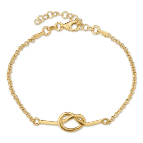 knude armbånd i forgyldt sølv med vedhæng i forgyldt sølv