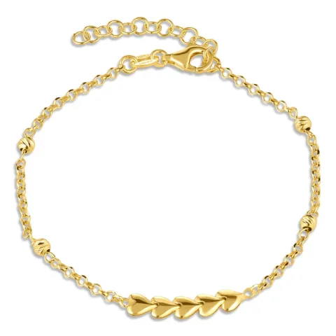 hjerte armbånd i forgyldt sølv med vedhæng i forgyldt sølv