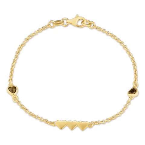 hjerte armbånd i forgyldt sølv med vedhæng i forgyldt sølv