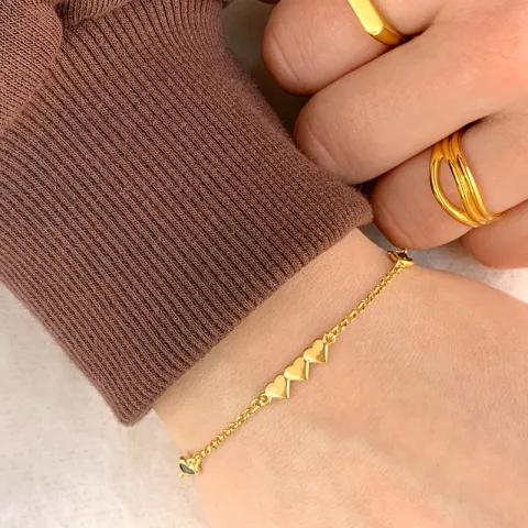 hjerte armbånd i forgyldt sølv med vedhæng i forgyldt sølv