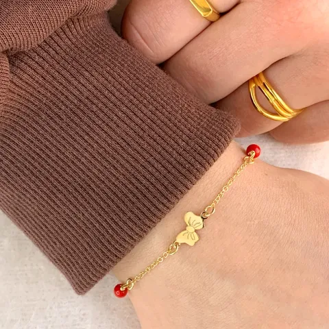 sommerfugl børnearmbånd i forgyldt sølv med vedhæng i forgyldt sølv