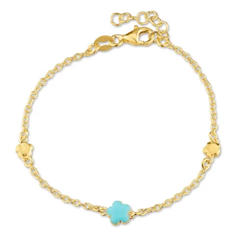 blomster armbånd i forgyldt sølv med vedhæng i forgyldt sølv