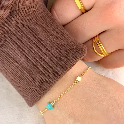 blomster armbånd i forgyldt sølv med vedhæng i forgyldt sølv