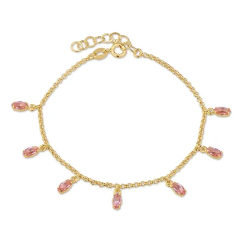 armbånd i forgyldt sølv med vedhæng i forgyldt sølv