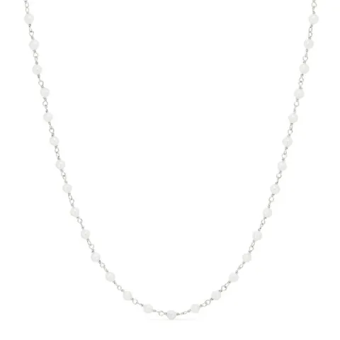 rund hvid perle halskæde i sølv 40 cm plus 5 cm x 3,3 mm